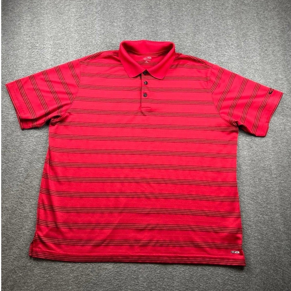 C9 Champion Men's XL Duo Dry‎ Striped Polo Shirt Red Black